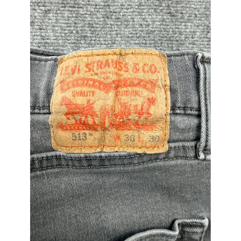 Levis 513 Slim‎ Straight Jeans Mens 36x30 Grey Denim Pants 08513-0786